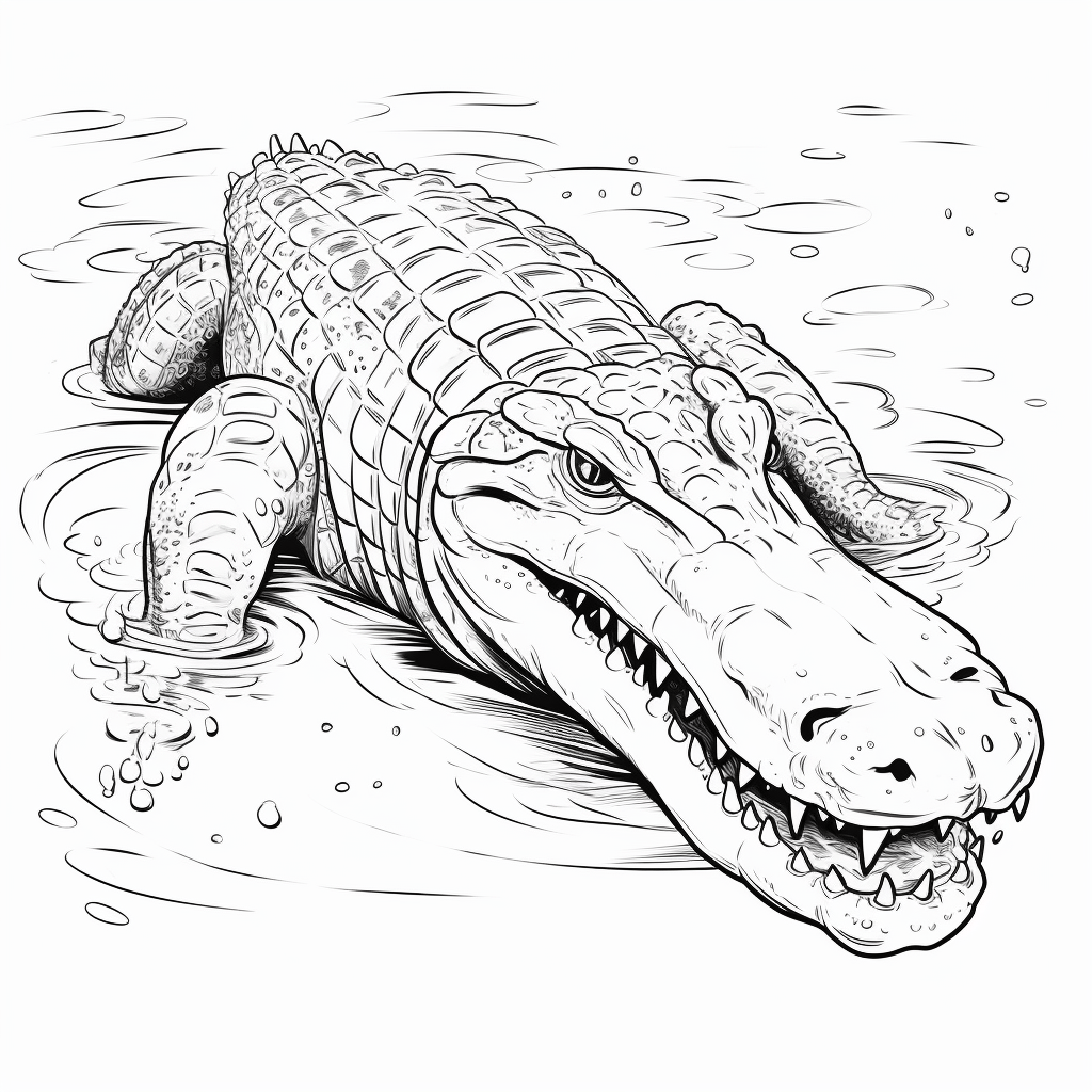 Nilkrokodil schwimmt Ausmalbild und Malvorlage