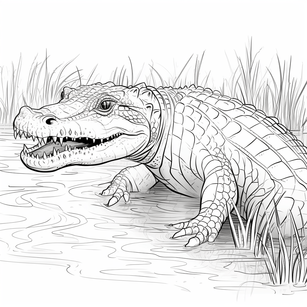 Nilkrokodil taucht Ausmalbild und Malvorlage