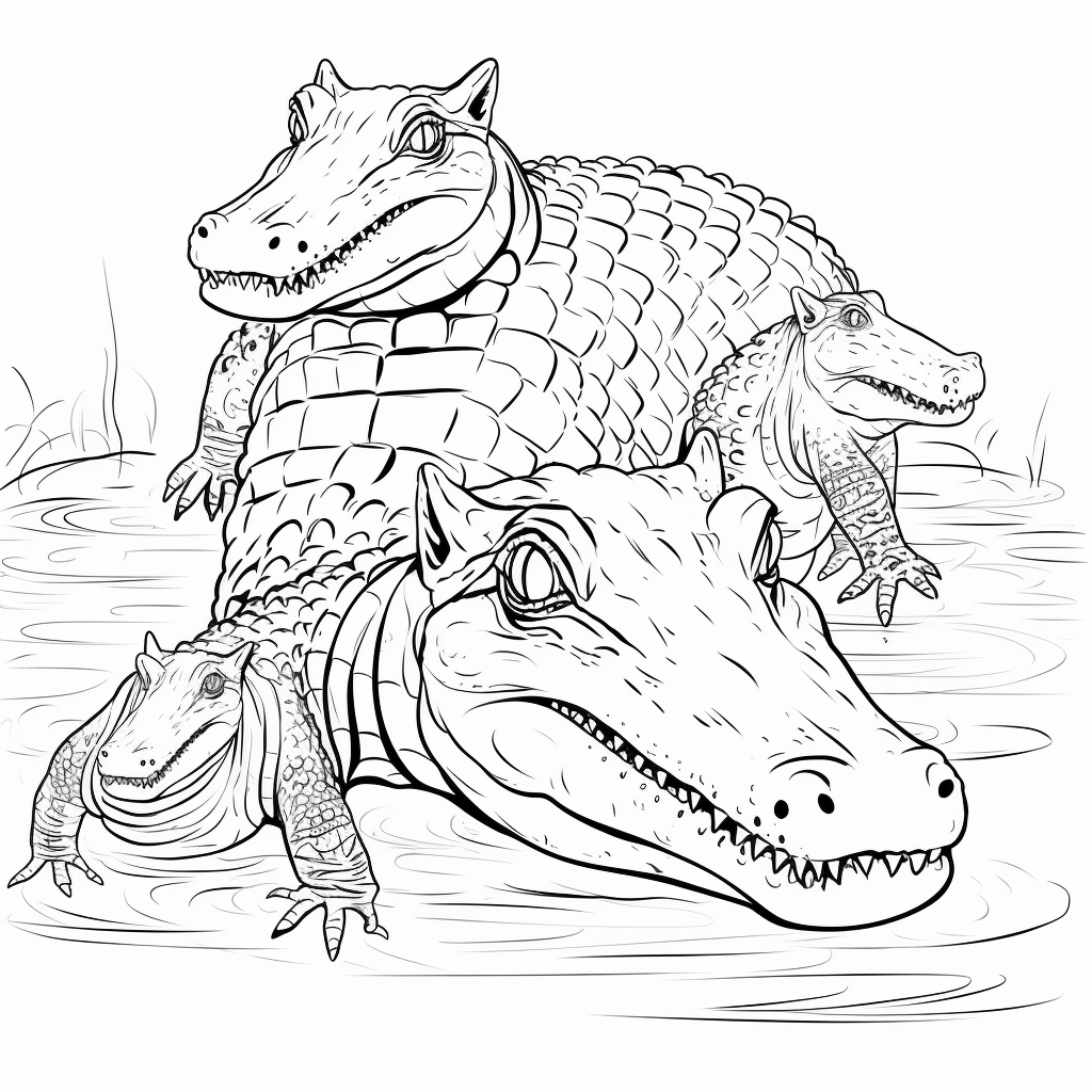 Nilkrokodil und Baby-Krokodile Ausmalbild und Malvorlage