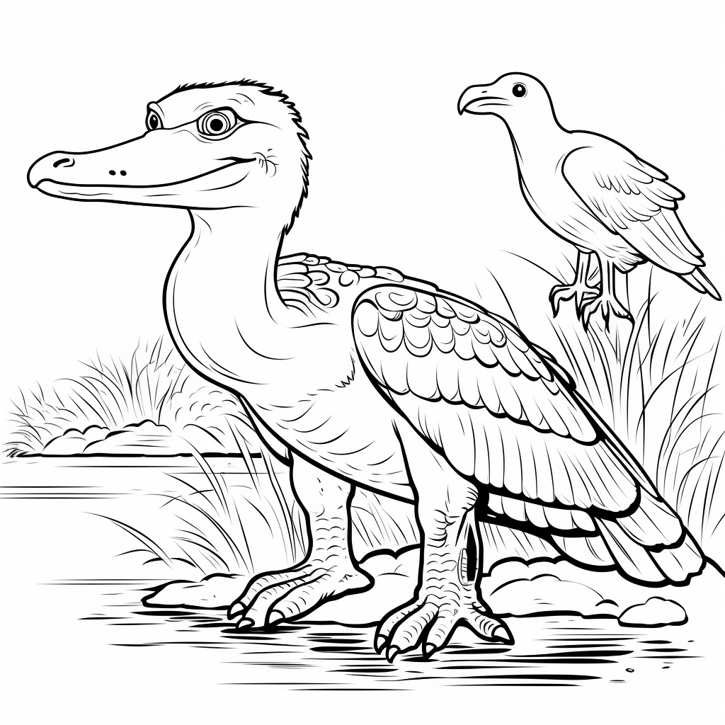 Nilkrokodil und Vogel Ausmalbild und Malvorlage