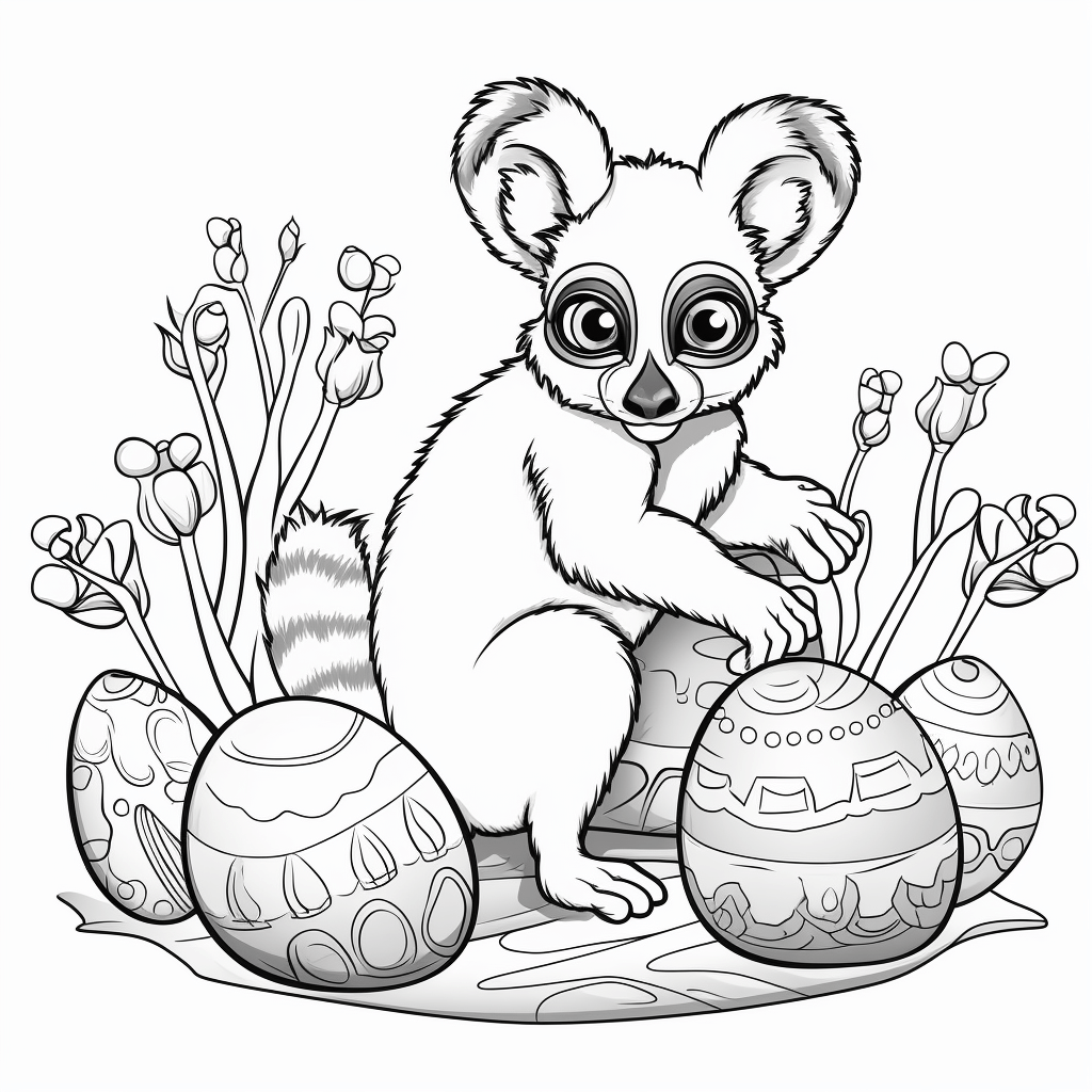 Ostereier in Lemurhand Ausmalbild und Malvorlage