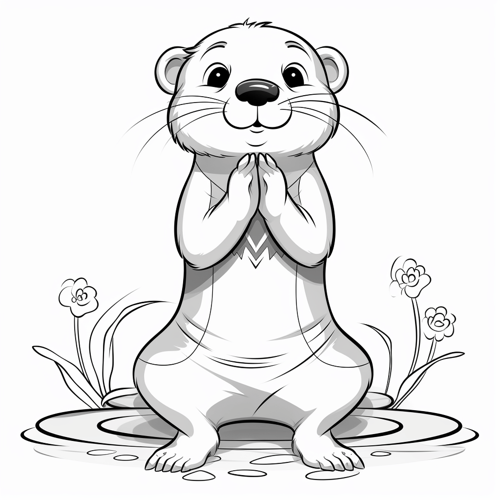 Otter dehnt sich beim Yoga Ausmalbild und Malvorlage