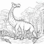 Parasaurolophus schläft im Wald Ausmalbild und Malvorlage