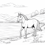Pferd am Fluss Ausmalbild und Malvorlage