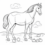 Pferd mit Apfel Ausmalbild und Malvorlage