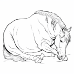 Pferd schläft tief Ausmalbild und Malvorlage