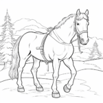 Pferd während des Winters Ausmalbild und Malvorlage
