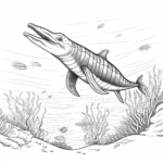 Plesiosaurus erkundet die Korallenwelt Ausmalbild und Malvorlage