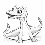 Plesiosaurus mit freundlichem Lächeln und großen Augen Ausmalbild und Malvorlage