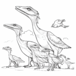 Pterodactylus ärgert einen T-Rex Ausmalbild und Malvorlage