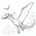 Pterodactylus lehrt seine Jungen zu fliegen Ausmalbild und Malvorlage