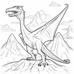Pterodactylus mit Vulkan im Hintergrund Ausmalbild und Malvorlage
