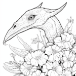 Pterodactylus schenkt jemandem Blumen Ausmalbild und Malvorlage