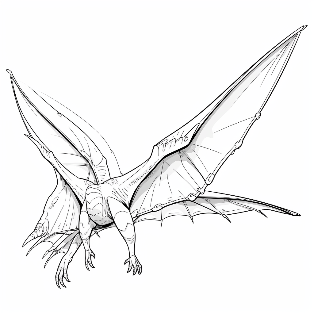 Pterodactylus schwebt über dem Boden Ausmalbild und Malvorlage