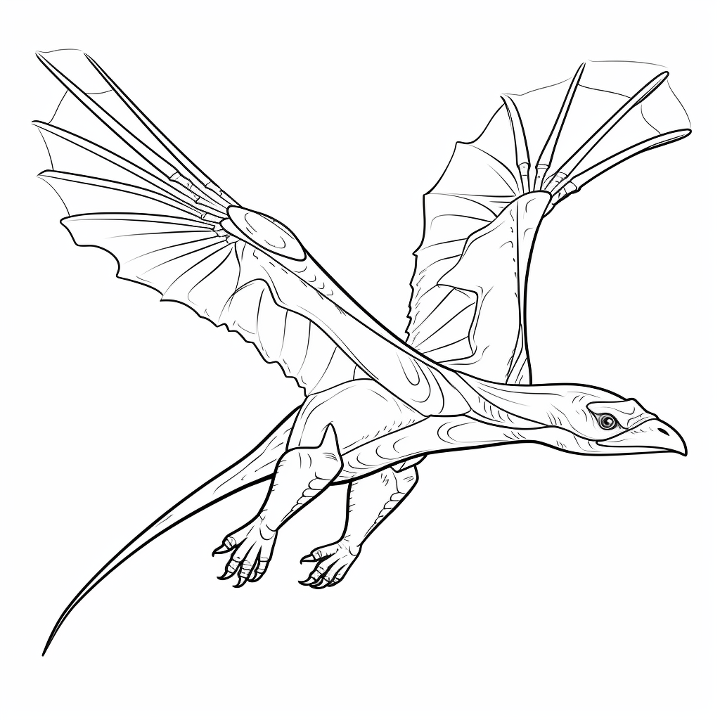 Pterodactylus streicht seine Federn glatt Ausmalbild und Malvorlage