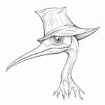 Pterodactylus trägt einen Piratenhut Ausmalbild und Malvorlage