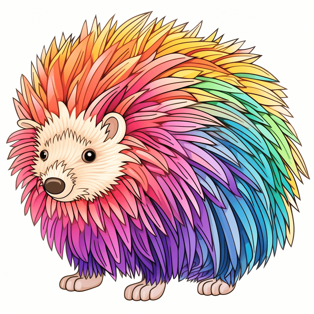 Regenbogen-Stachelschwein Ausmalbild und Malvorlage