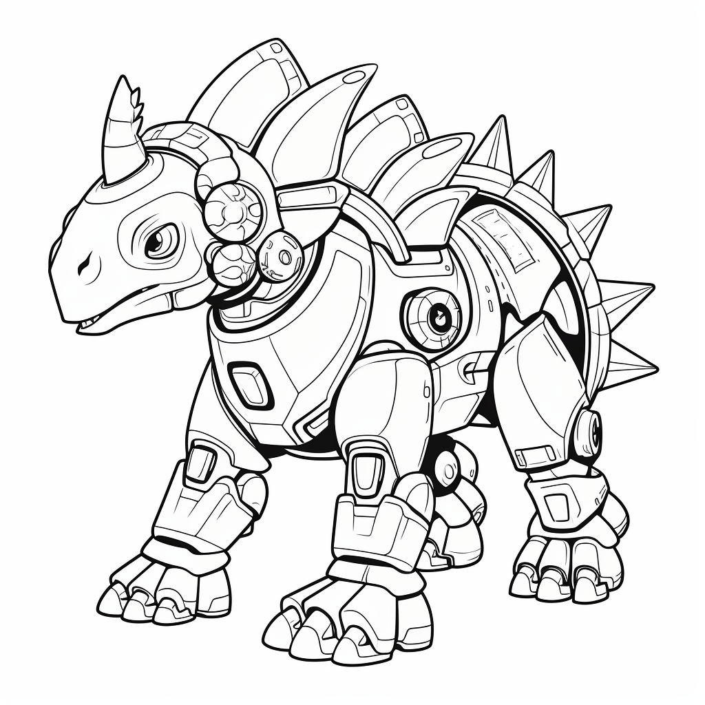 Roboter-Triceratops Ausmalbild und Malvorlage