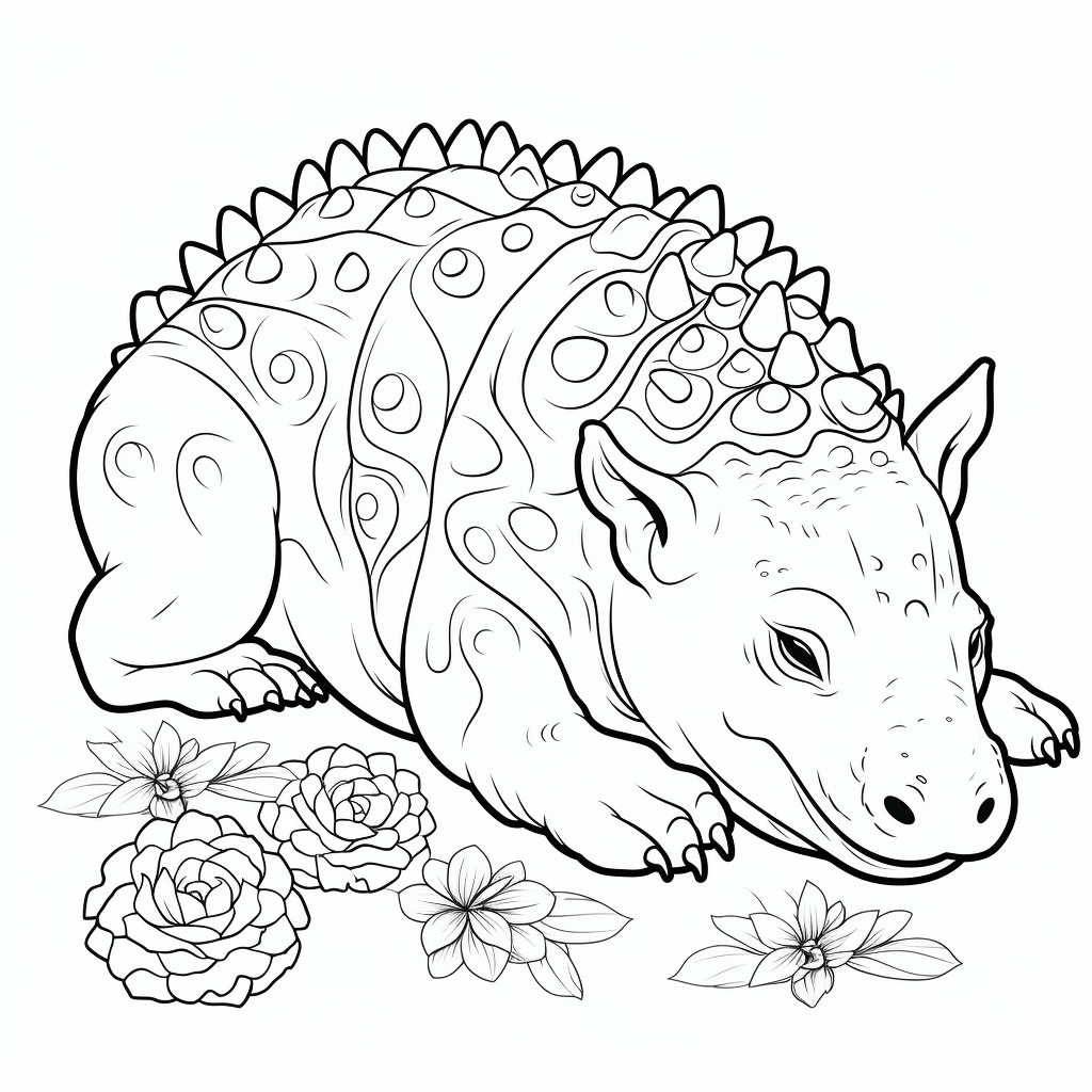 Schlafender Ankylosaurus Ausmalbild und Malvorlage