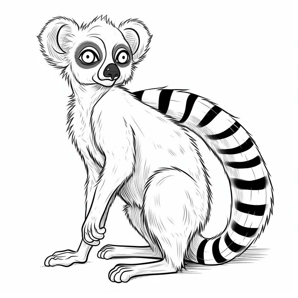 Schwarz-weißer Lemur Ausmalbild und Malvorlage