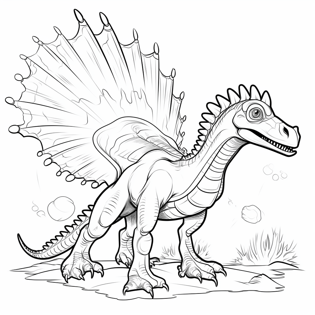 Spinosaurus fliegt mit Flügeln Ausmalbild und Malvorlage