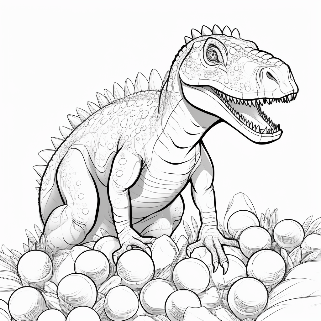 Spinosaurus legt Eier Ausmalbild und Malvorlage