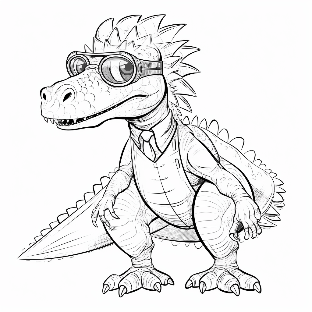 Spinosaurus mit Brille Ausmalbild und Malvorlage