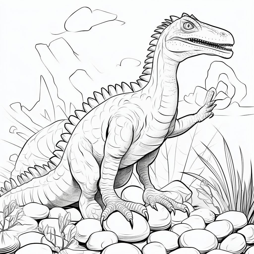 Spinosaurus mit Eiern Ausmalbild und Malvorlage