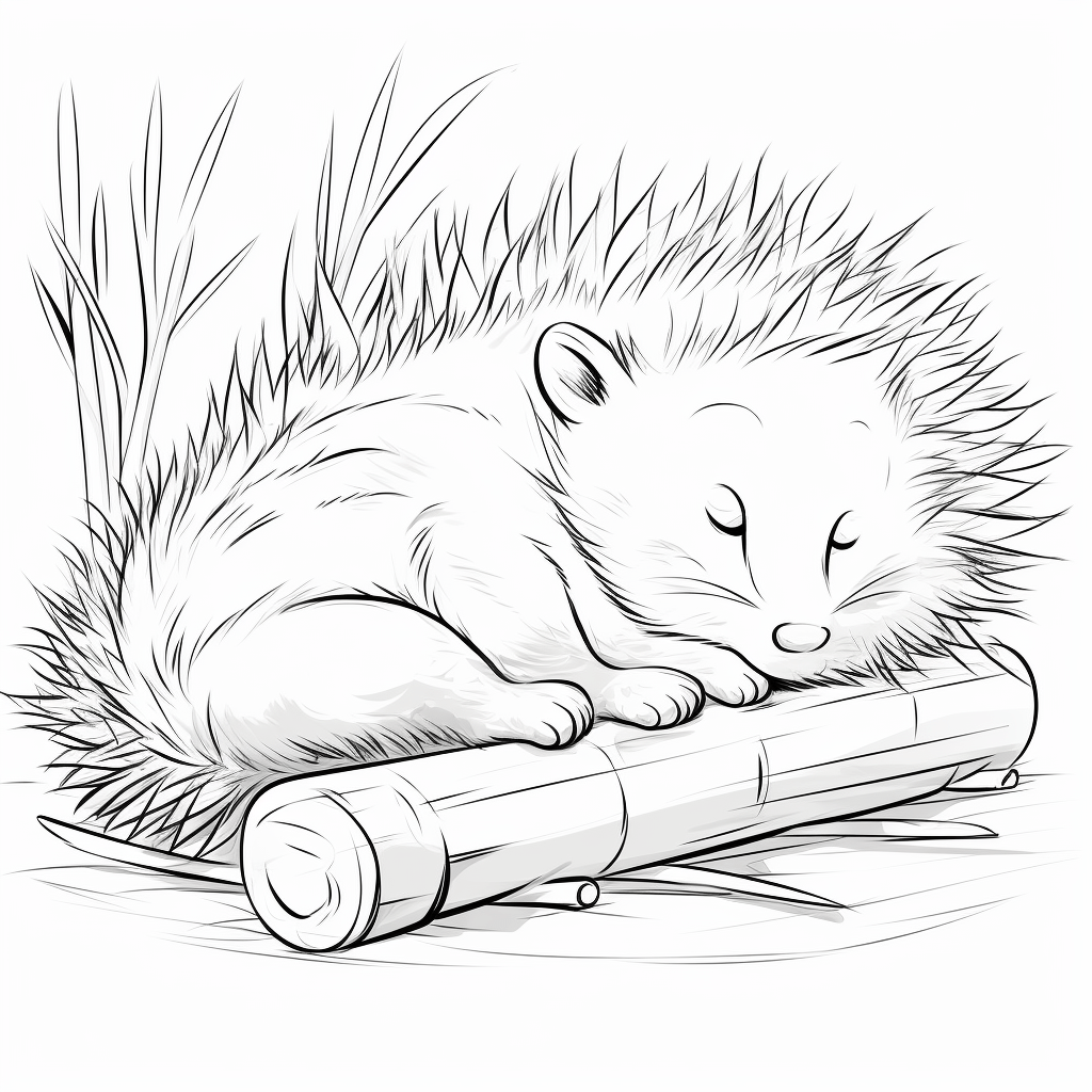 Stachelschwein schläft Ausmalbild und Malvorlage