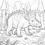 Stegosaurus im Wald Ausmalbild und Malvorlage