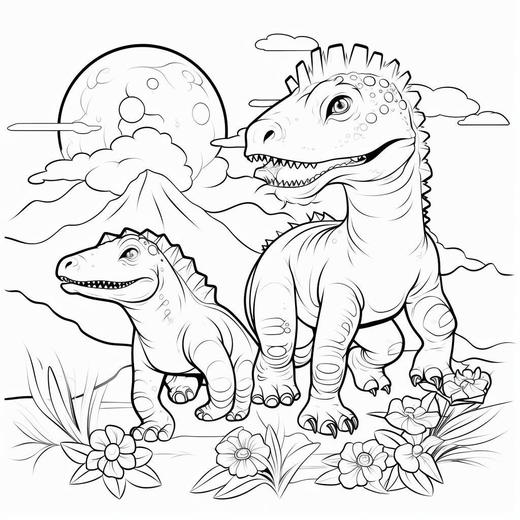 Stegosaurus und T-Rex Ausmalbild und Malvorlage