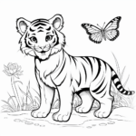 Tiger mit Schmetterling Ausmalbild und Malvorlage