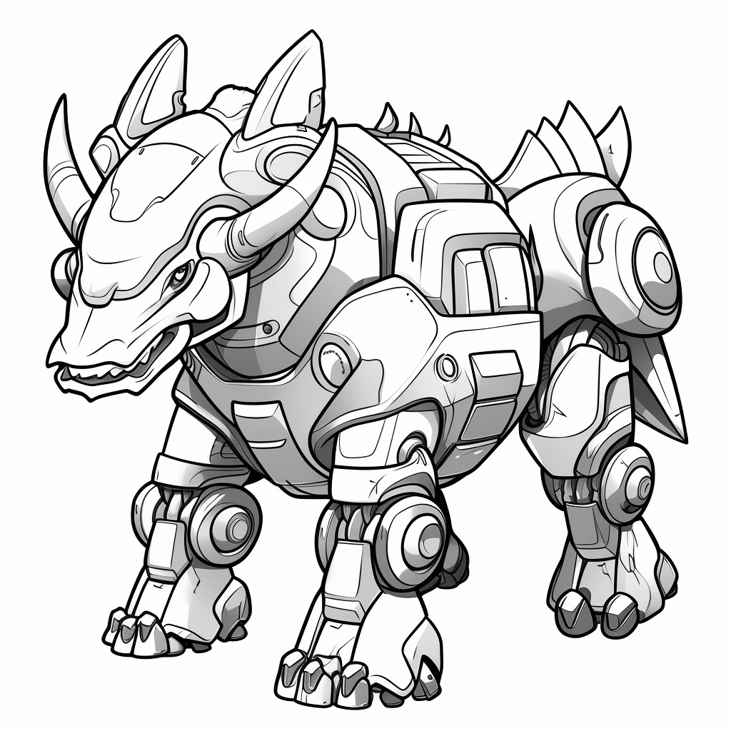Triceratops als Transformer verwandelbar Ausmalbild und Malvorlage
