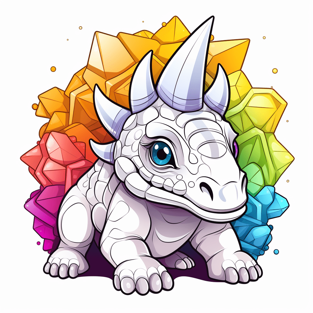 Triceratops im Regenbogen Ausmalbild und Malvorlage
