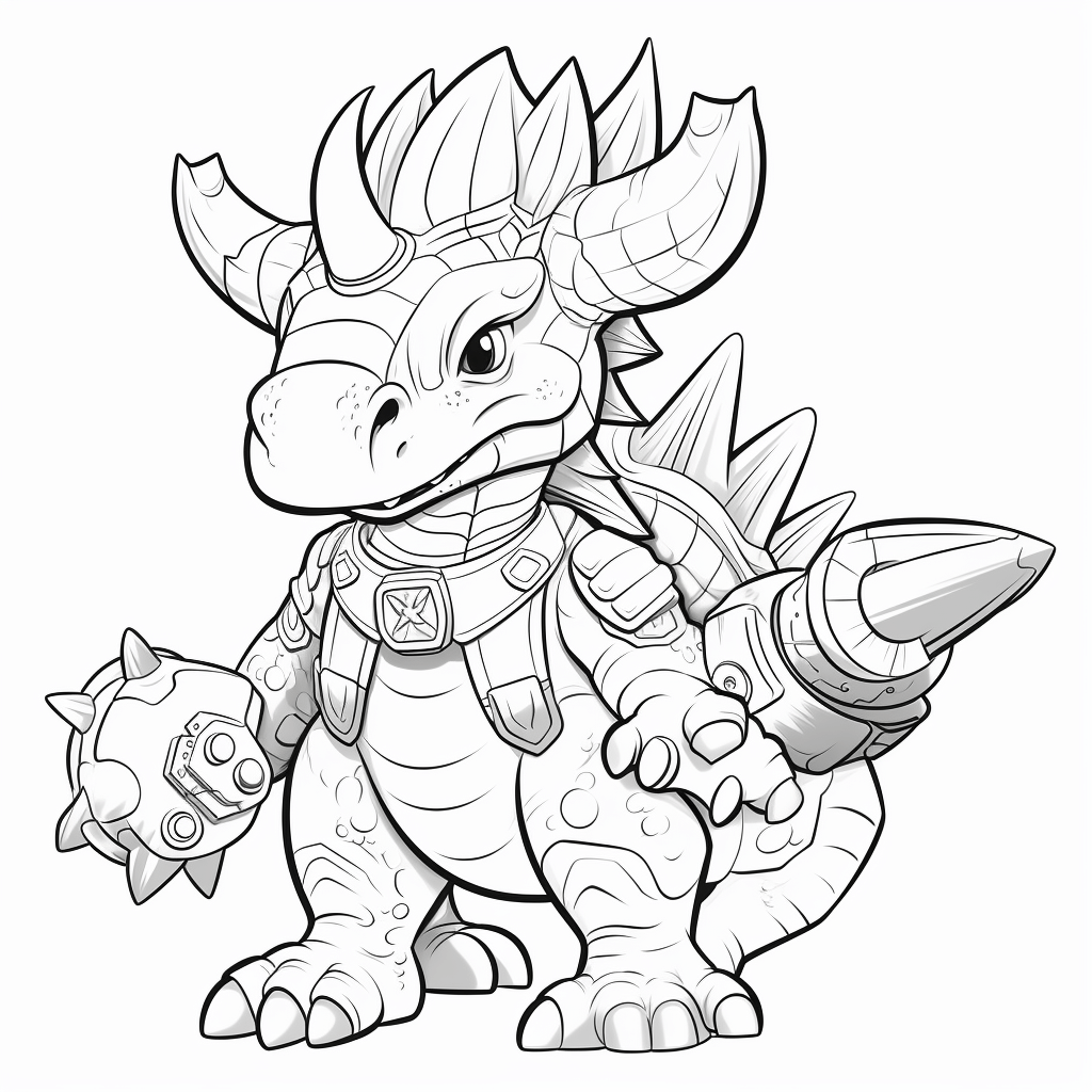 Triceratops mit Augenklappe und Hut Ausmalbild und Malvorlage