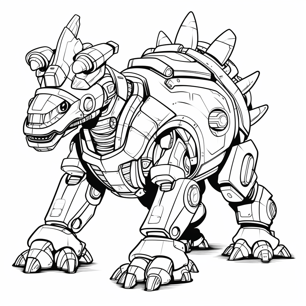 Triceratops mit Laser-Augen und Raketen-Horn Ausmalbild und Malvorlage