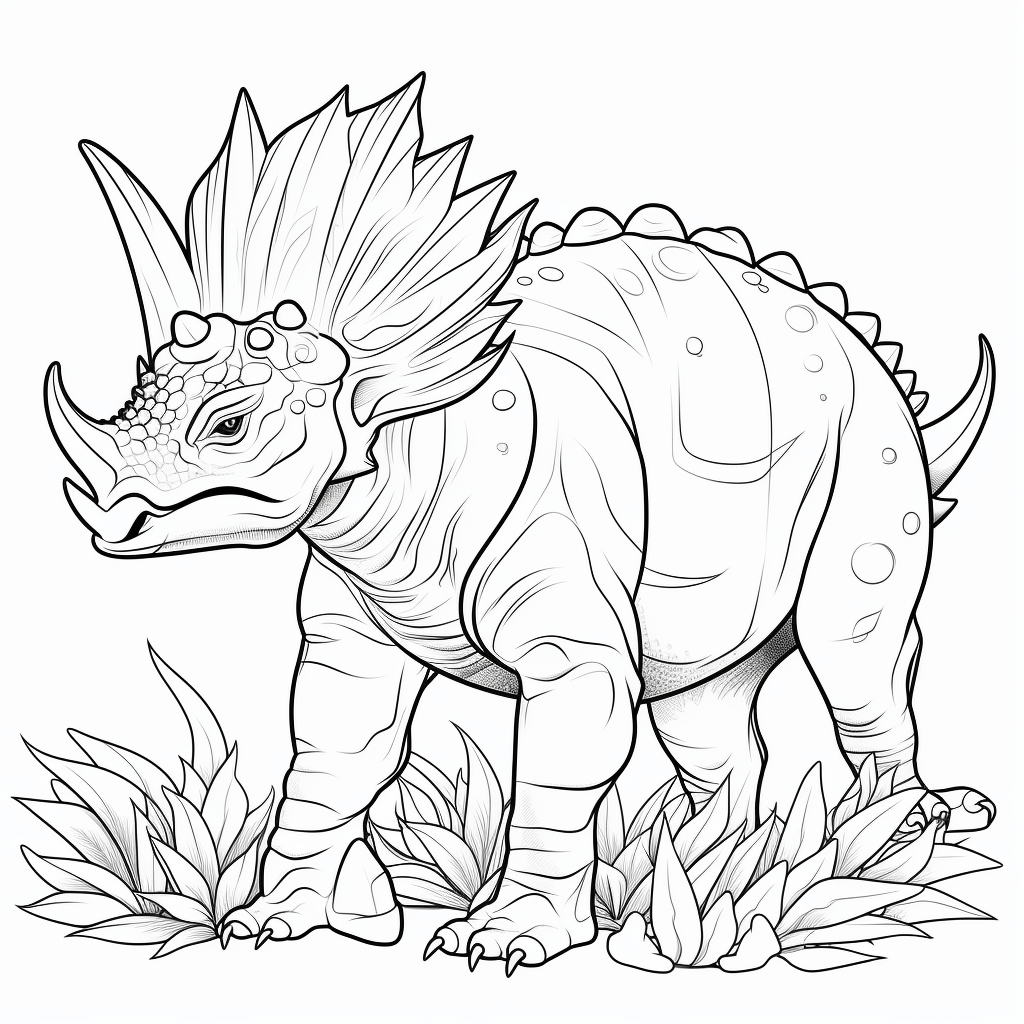 Triceratops regiert über andere Dinosaurier Ausmalbild und Malvorlage