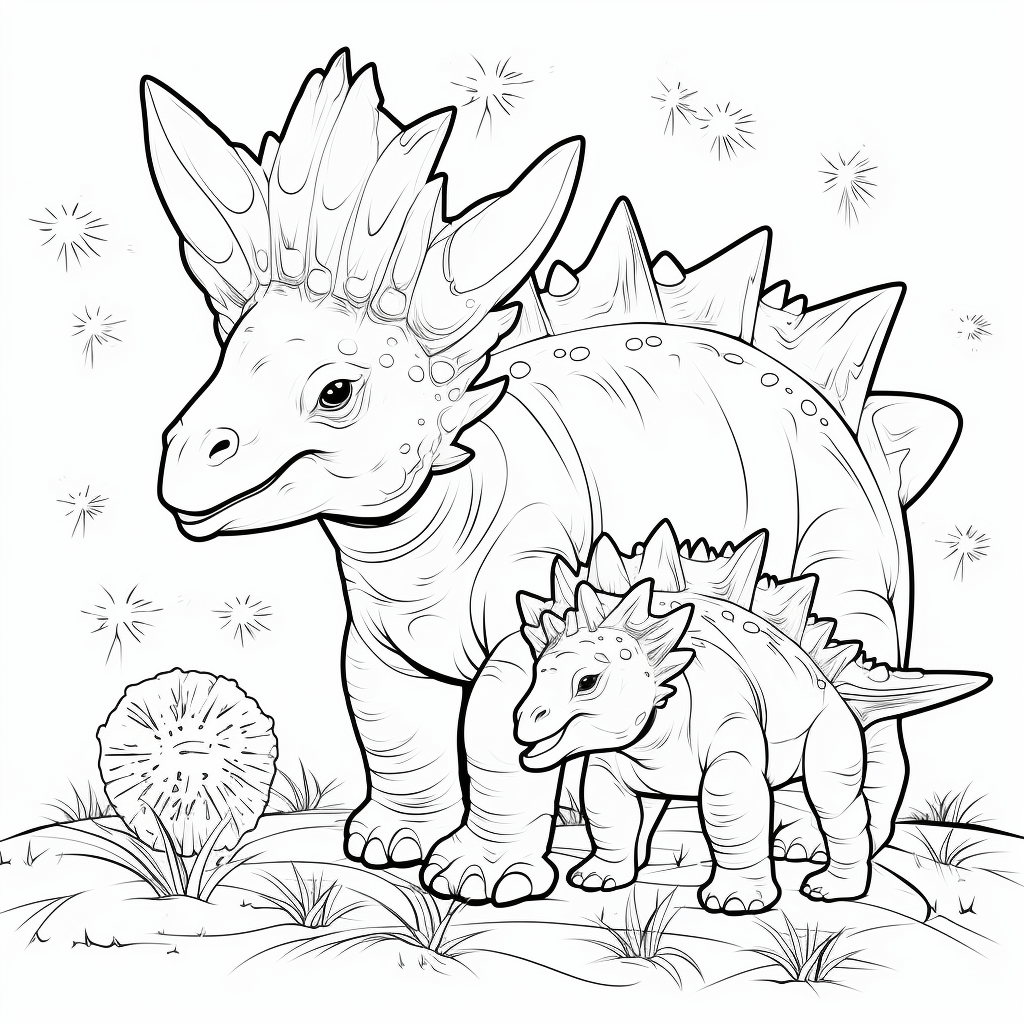 Triceratops und Stegosaurus Ausmalbild und Malvorlage