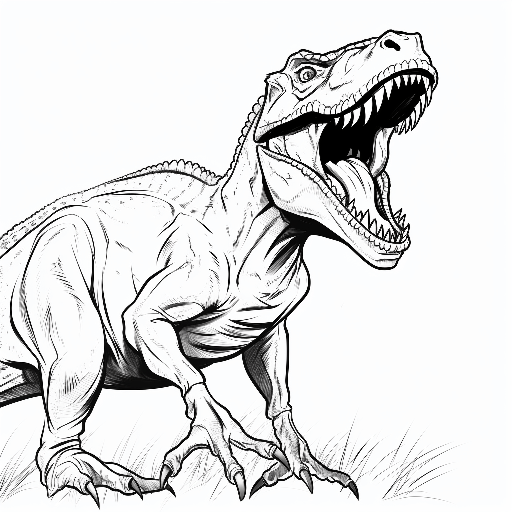 Tyrannosaurus Rex brüllt laut Ausmalbild und Malvorlage