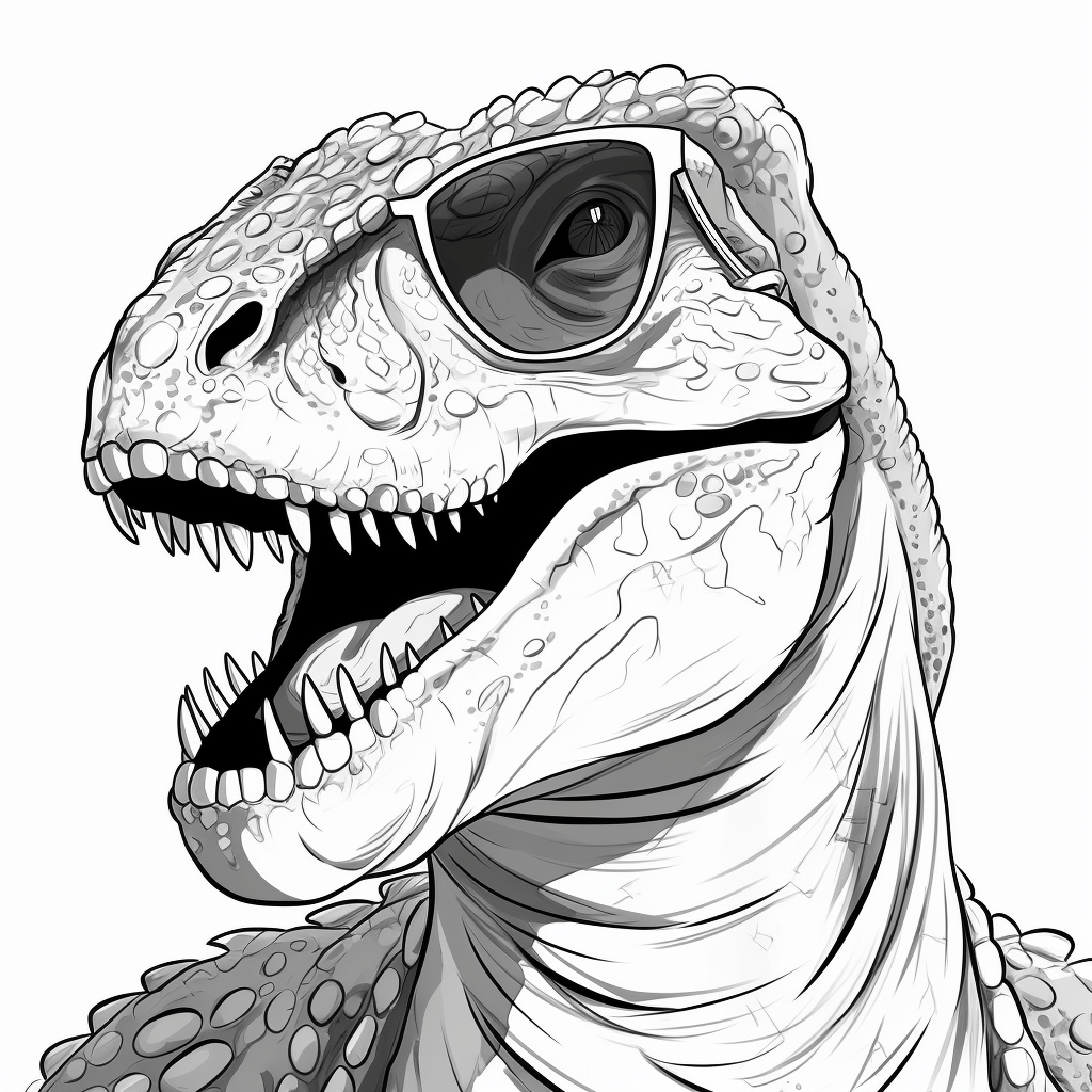 Tyrannosaurus Rex mit Sonnenbrille Ausmalbild und Malvorlage