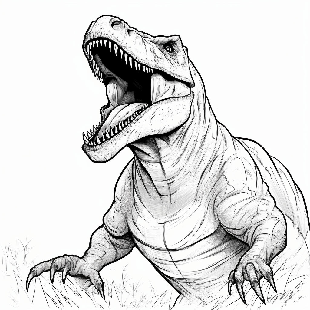 Tyrannosaurus Rex stößt Schrei aus Ausmalbild und Malvorlage