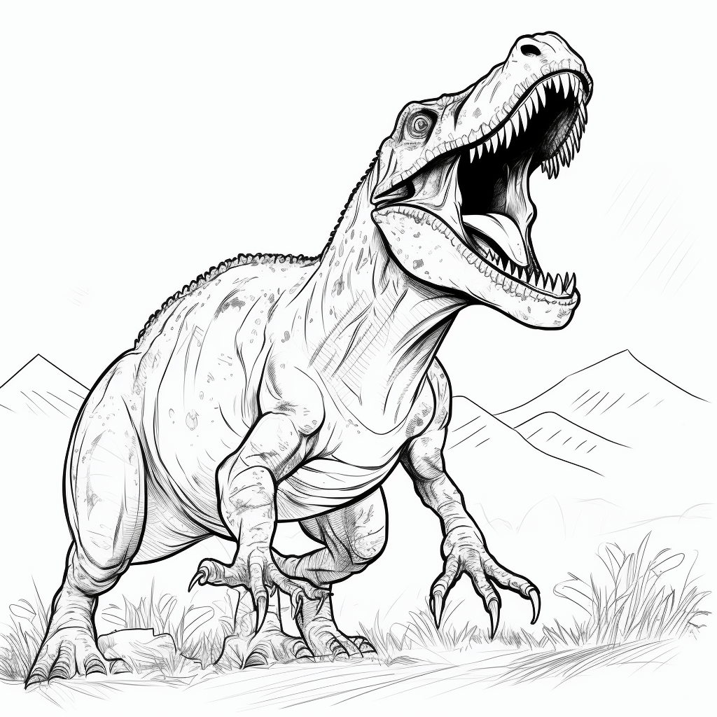 Tyrannosaurus Rex zeigt Zähne Ausmalbild und Malvorlage