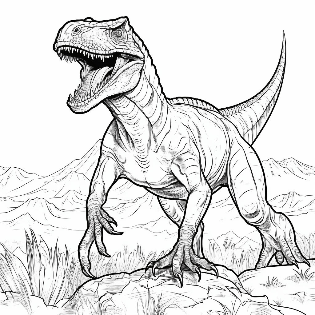 Utahraptor brüllt drohend Ausmalbild und Malvorlage