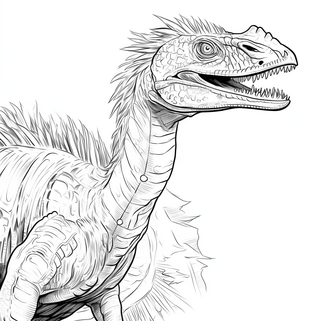 Utahraptor brüllt lautstark Ausmalbild und Malvorlage