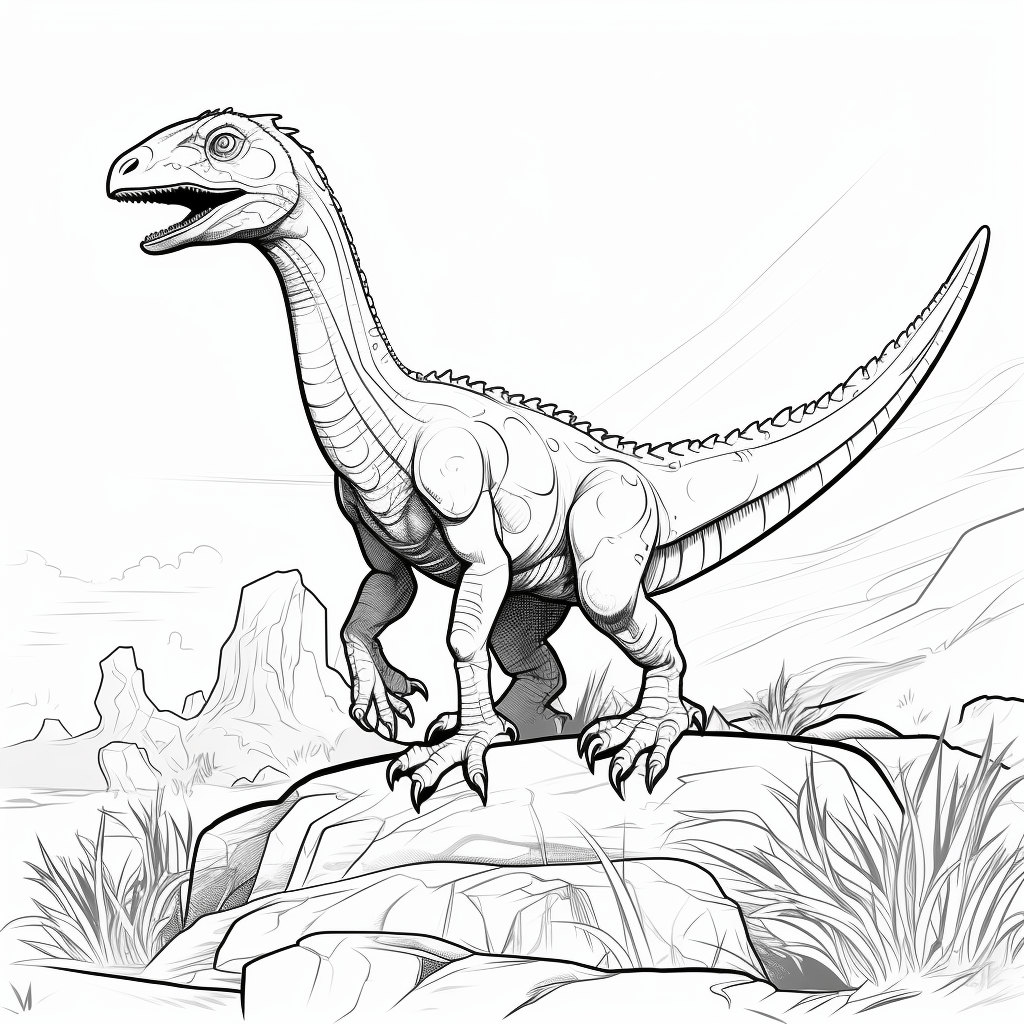 Utahraptor brüllt Ausmalbild und Malvorlage