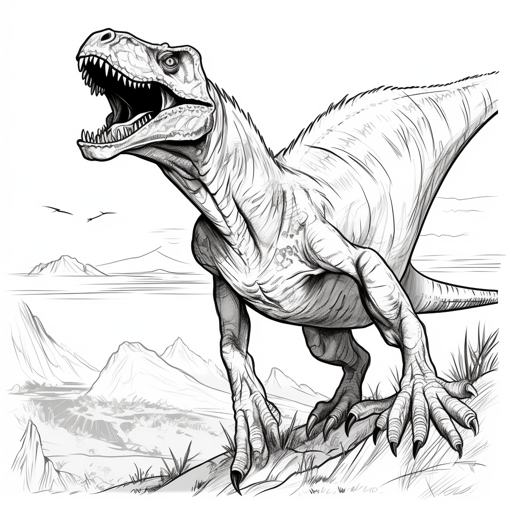 Utahraptor im Kampf mit einem Triceratops Ausmalbild und Malvorlage