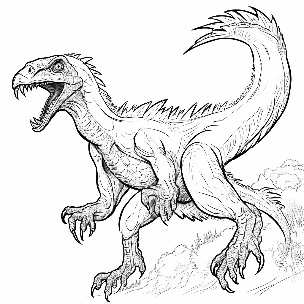 Utahraptor im Kampf mit einem anderen Utahraptor Ausmalbild und Malvorlage