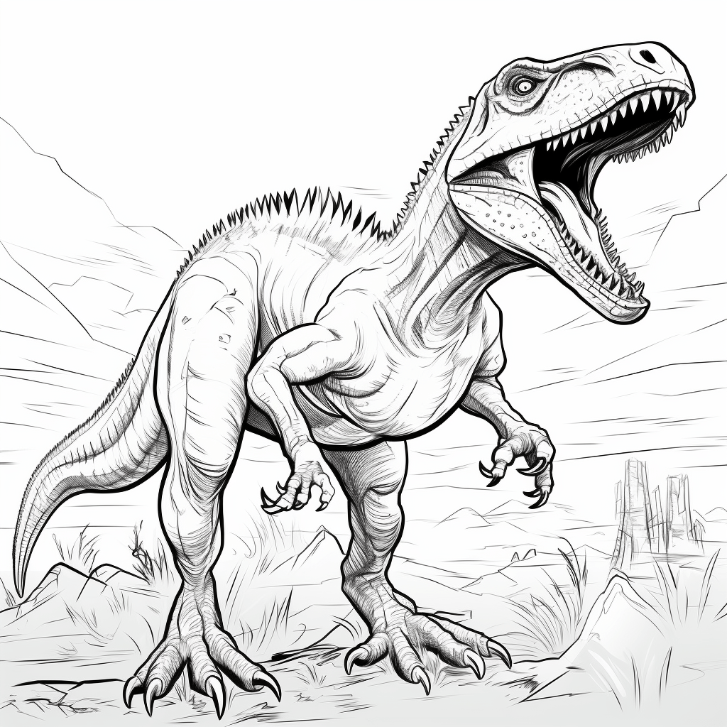 Utahraptor im Kampf Ausmalbild und Malvorlage
