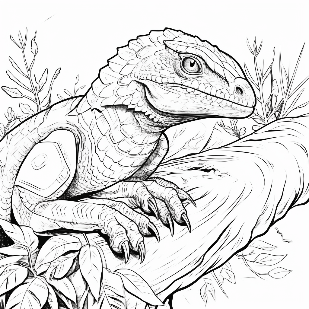 Utahraptor schläft auf dem Boden Ausmalbild und Malvorlage