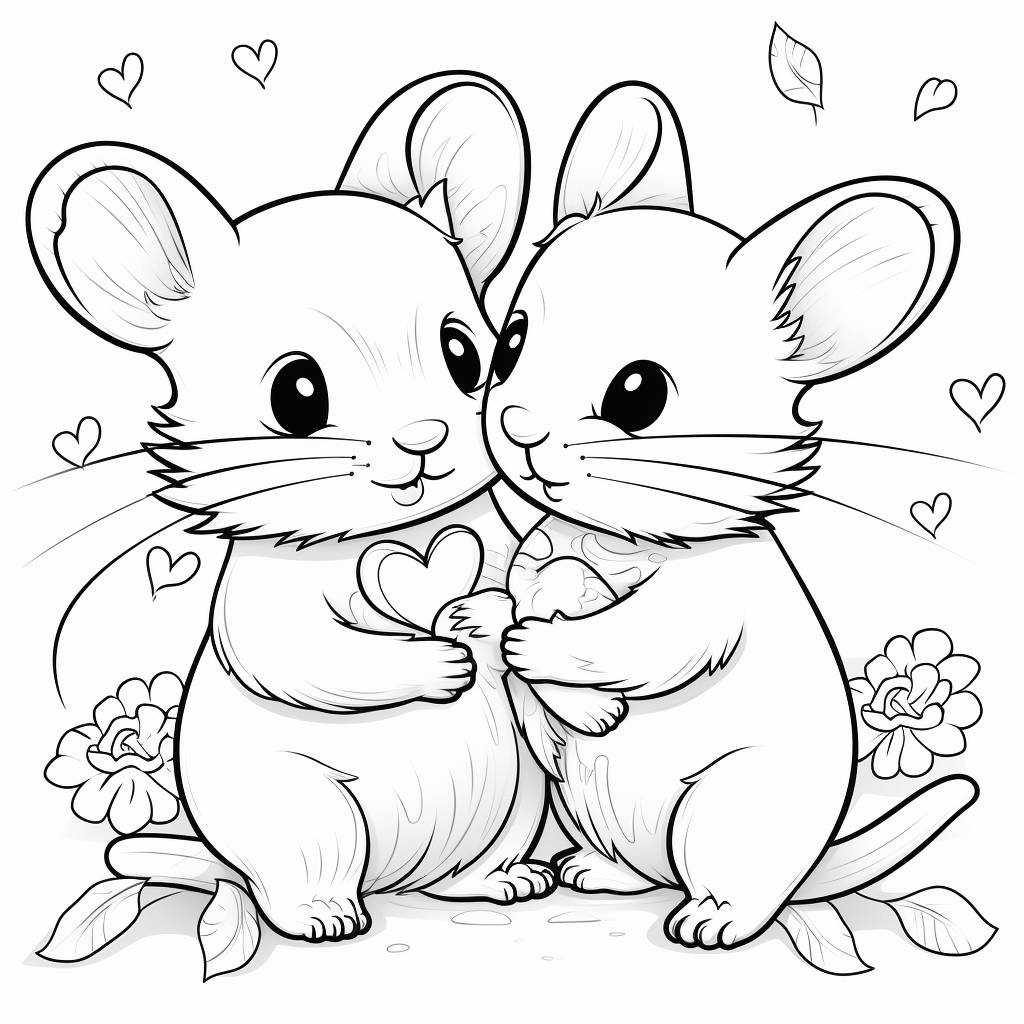 Verliebtes Chinchilla Ausmalbild und Malvorlage